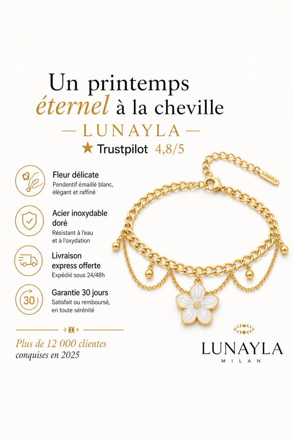 Bracelet de cheville fleurs de cerisier or rose Lunayla – photo 3