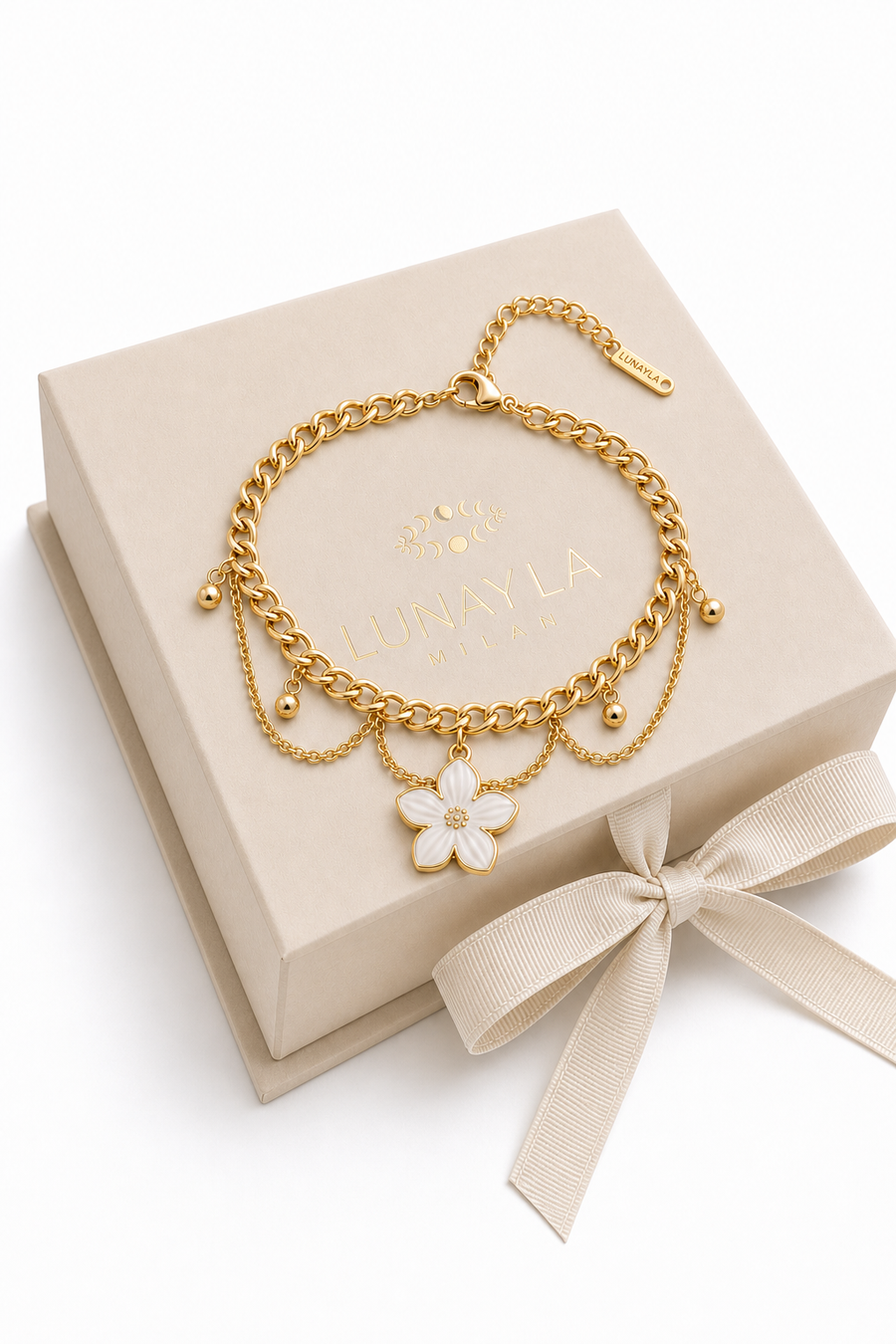 Bracelet de cheville fleurs de cerisier or rose Lunayla – photo 4