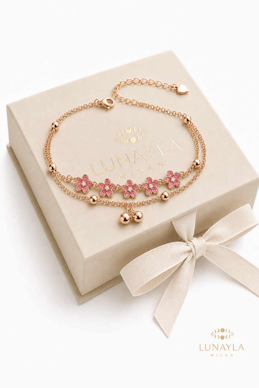Bracelet de cheville fleur doré Lunayla – photo 4