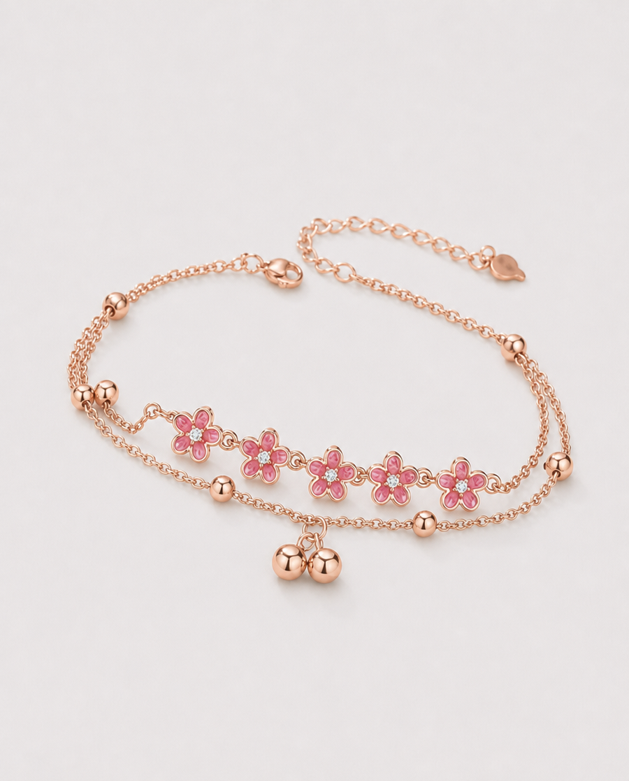 Set: Kirschblüten-Fußkettchen & Armband